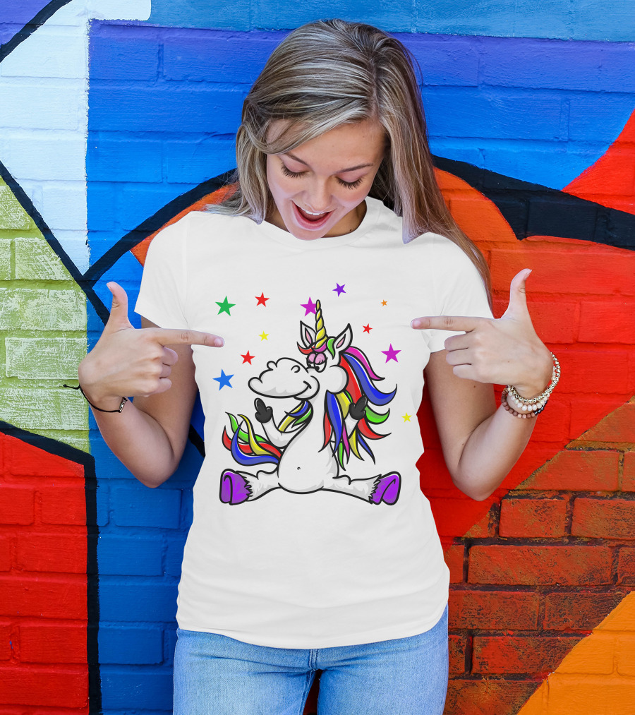 Funny Unicorn Twinkles Rainbow Star T-Shirt