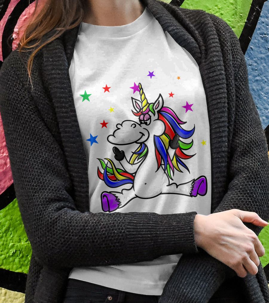 Funny Unicorn Twinkles Rainbow Star T-Shirt