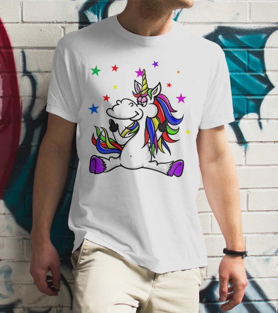 Funny Unicorn Twinkles Rainbow Star T-Shirt