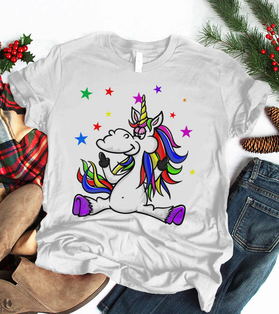 Funny Unicorn Twinkles Rainbow Star T-Shirt