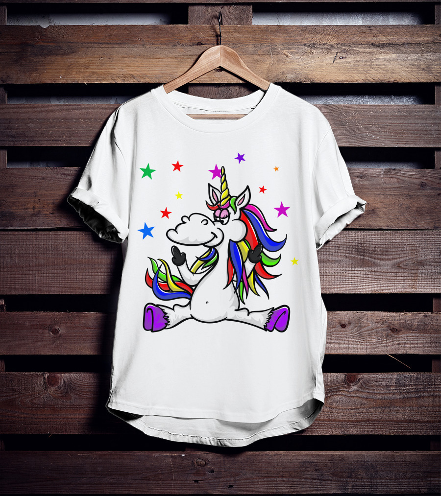 Funny Unicorn Twinkles Rainbow Star T-Shirt