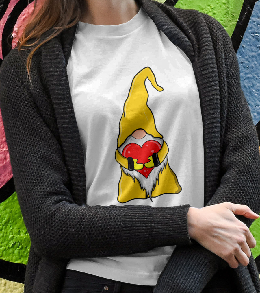 Gnome Holding Heart Hippie Valentine T-Shirt