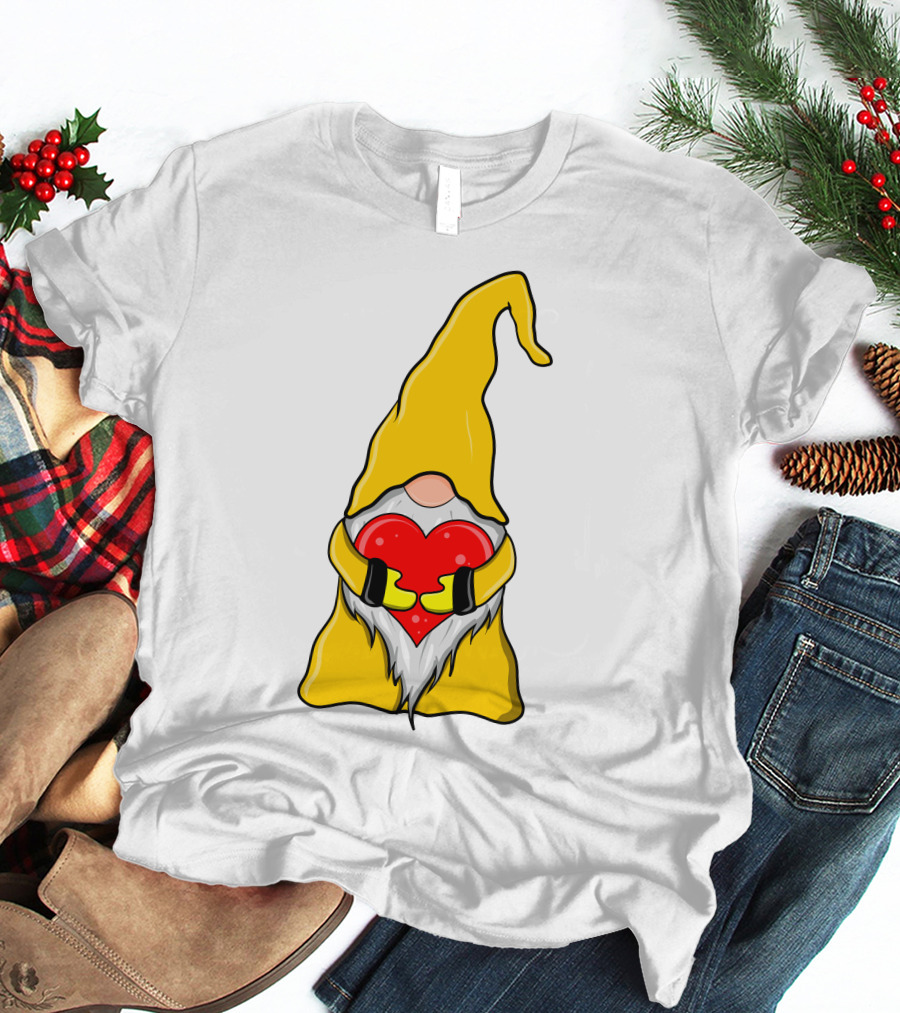 Gnome Holding Heart Hippie Valentine T-Shirt
