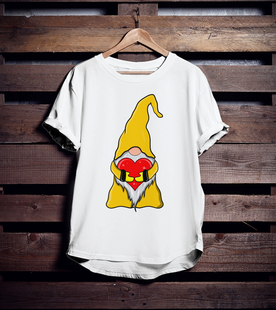 Gnome Holding Heart Hippie Valentine T-Shirt
