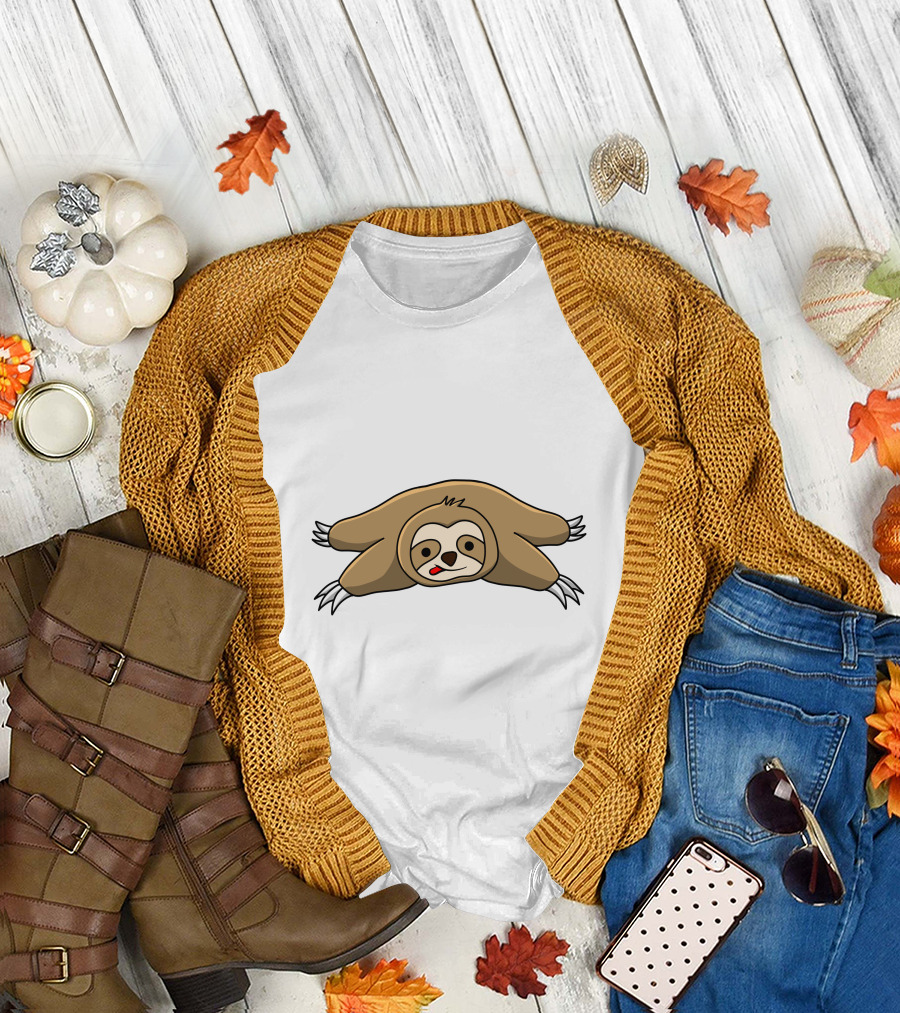 Lazy Sloth Relaxing With Tongue Out Iconic Pose T-Shirt