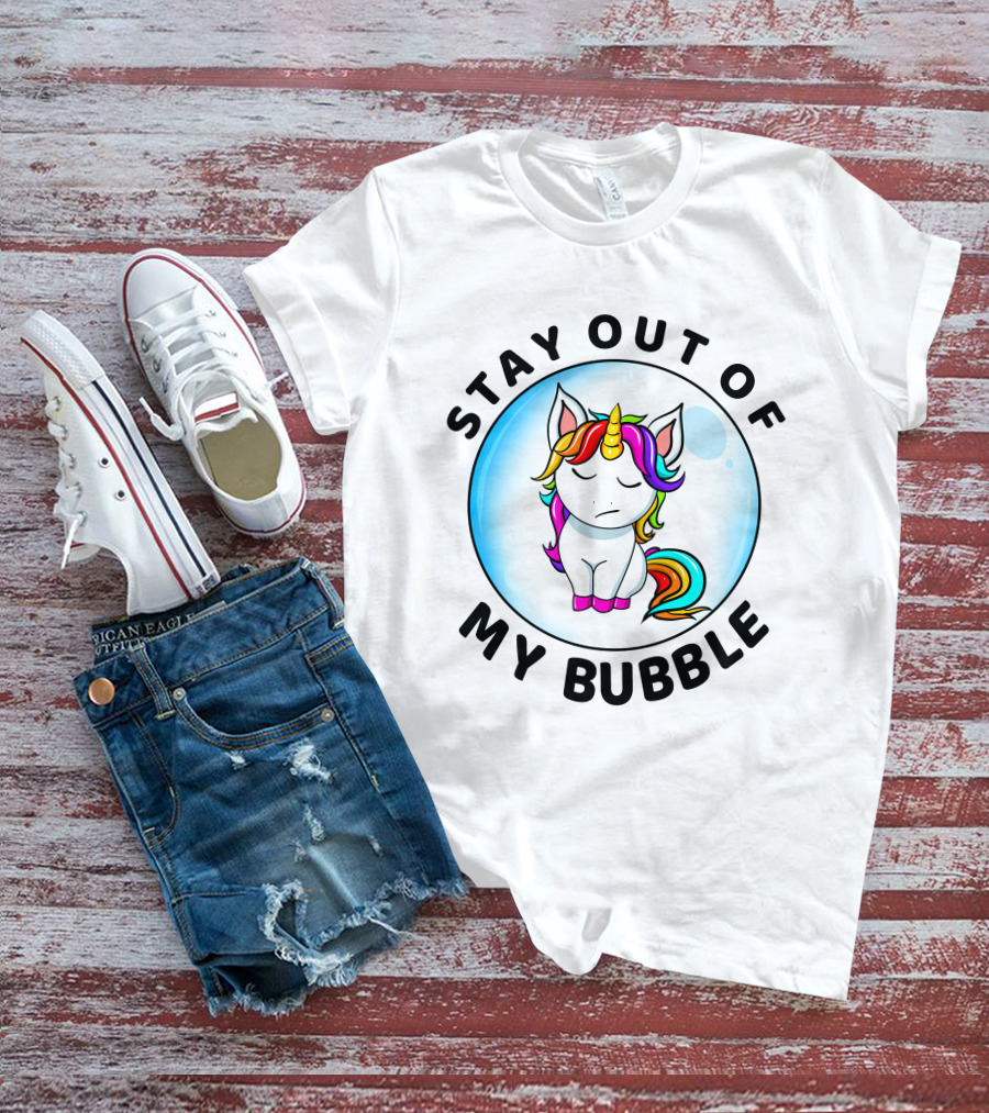 Stay Out Of My Bubble Unicorn Rainbow T-Shirt