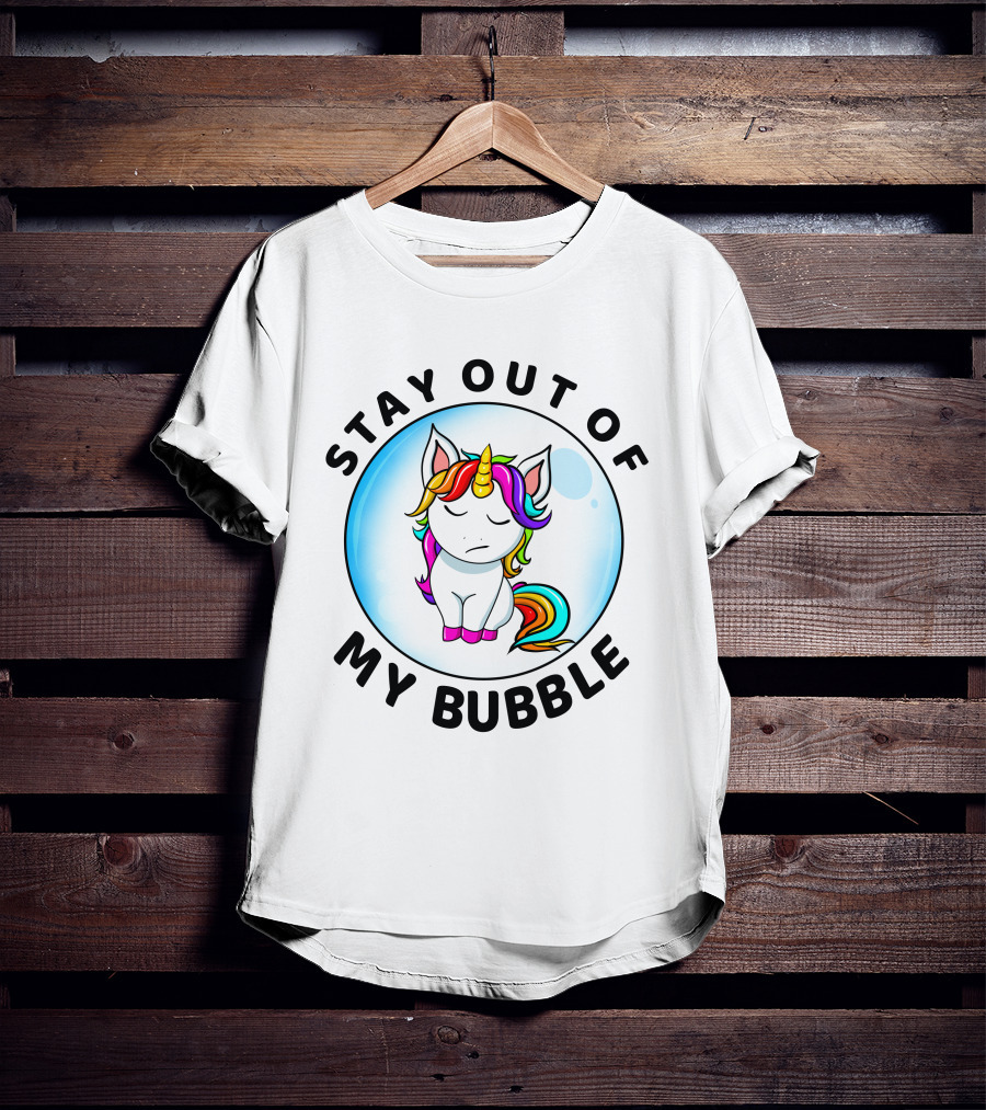 Stay Out Of My Bubble Unicorn Rainbow T-Shirt