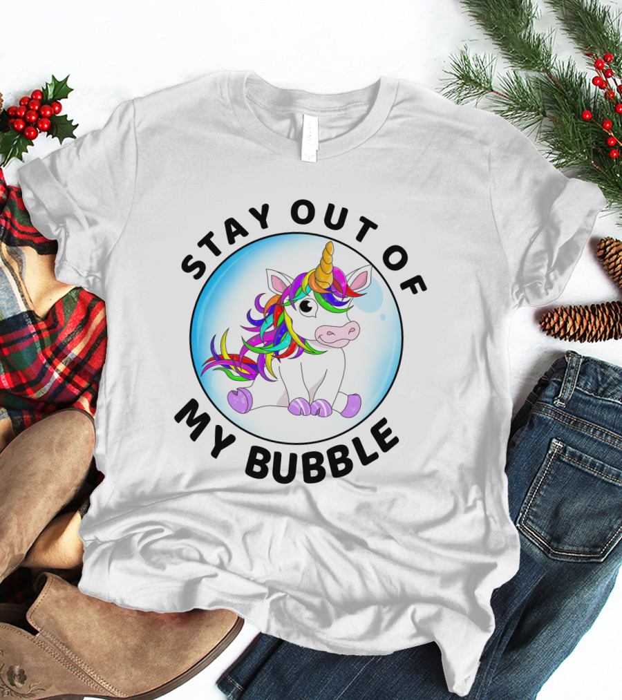 Stay Out Of My Bubble Unicorn Rainbow Mane T-Shirt