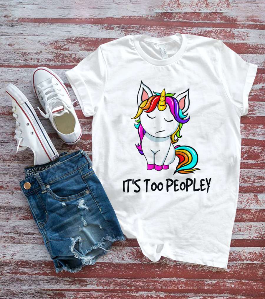 IT'S TOO PEOPLEY Unicorn Rainbow Mane Image T-Shirt