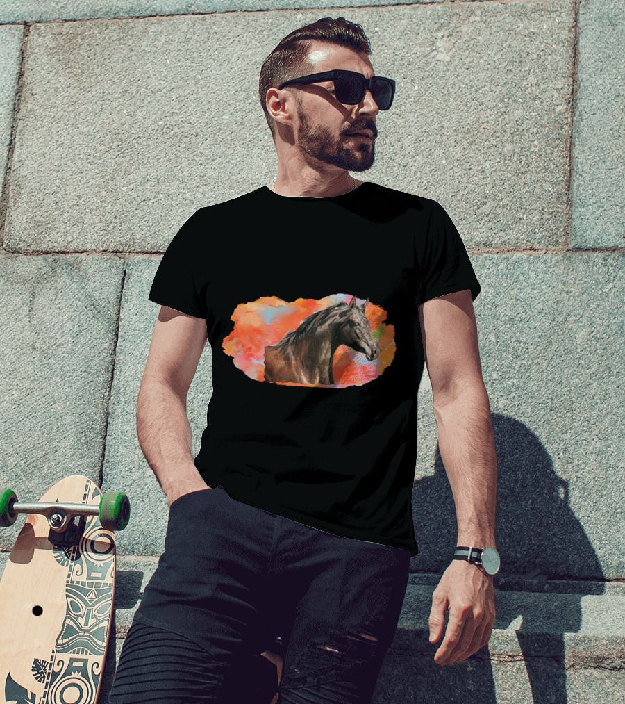 Arabian Horse With Vibrant Abstract Background T-Shirt