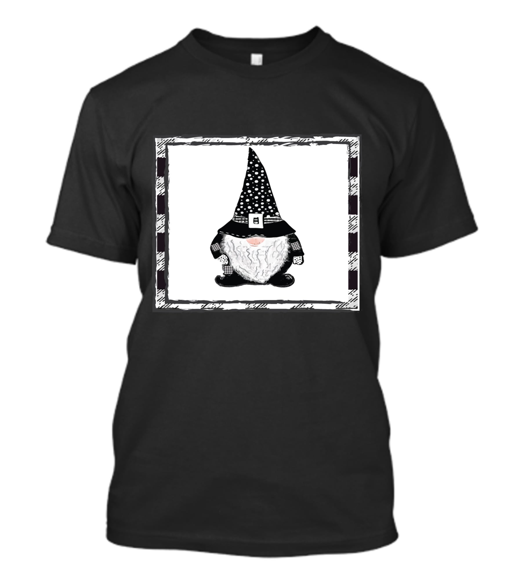 Gnome Black And White Polka Dot Hat Belted T-Shirt