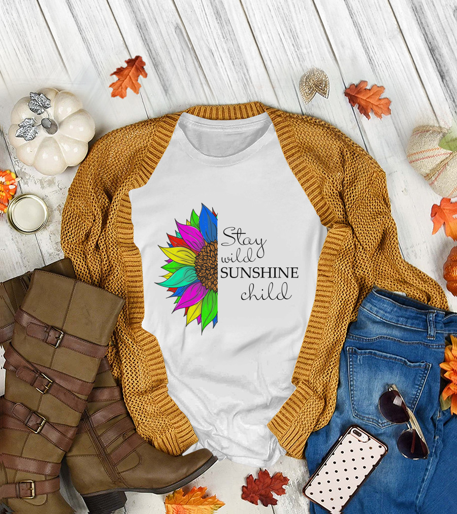 Stay Wild Sunshine Child Multicolored Sunflower T-Shirt
