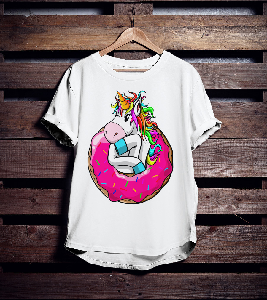 Baby Unicorn Inside Pink Sprinkled Donut T-Shirt