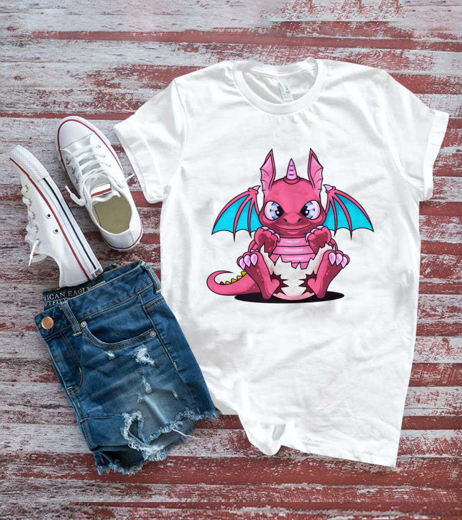 Pink Dragon Cute Cerulean Winged Hatchling T-Shirt