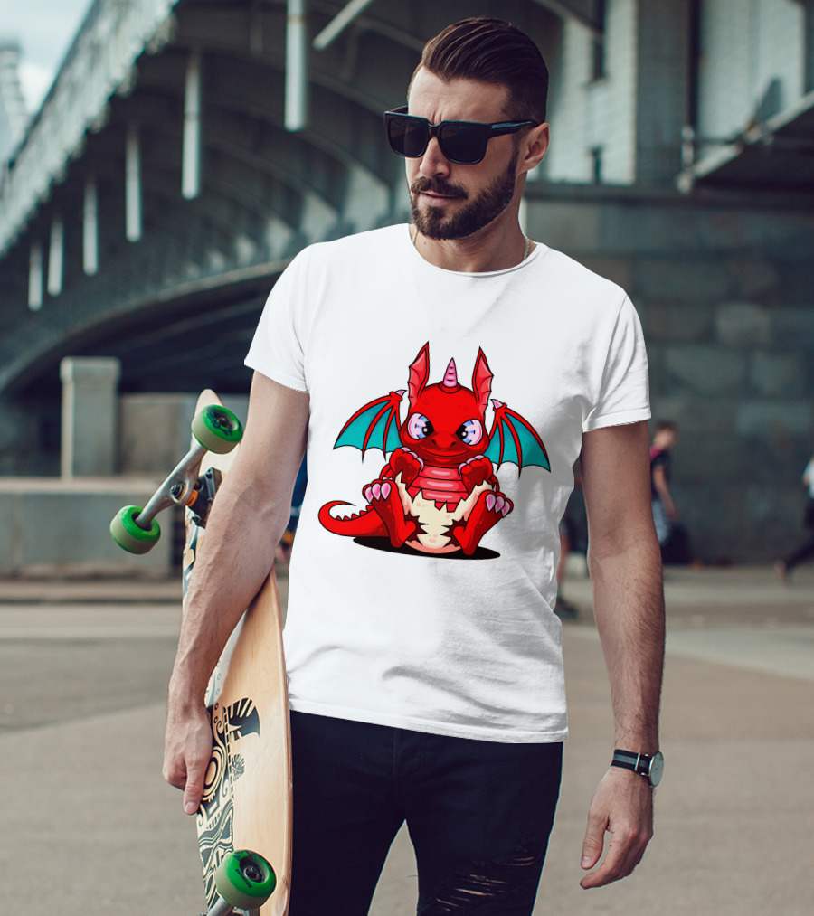 Red Cute Dragon Demon Fantasy Creature T-Shirt