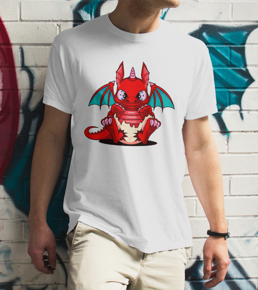 Red Cute Dragon Demon Fantasy Creature T-Shirt
