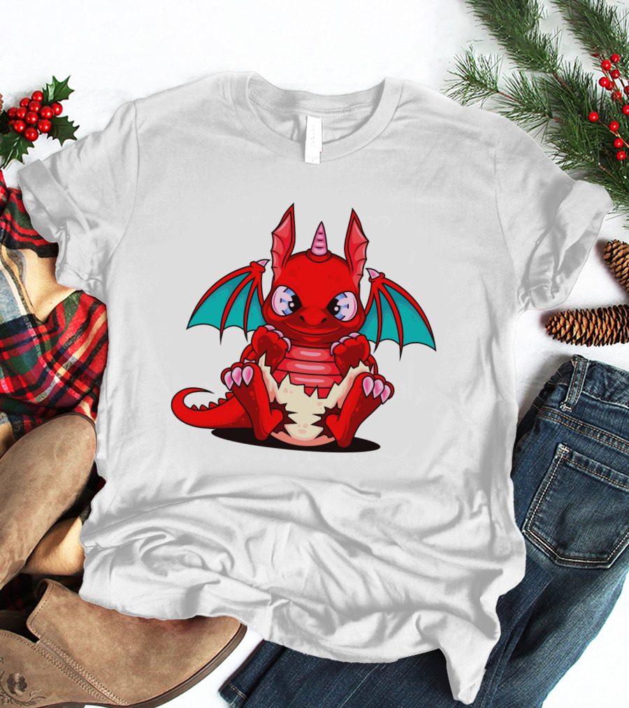 Red Cute Dragon Demon Fantasy Creature T-Shirt