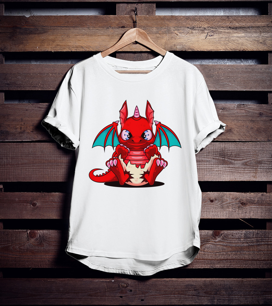 Red Cute Dragon Demon Fantasy Creature T-Shirt