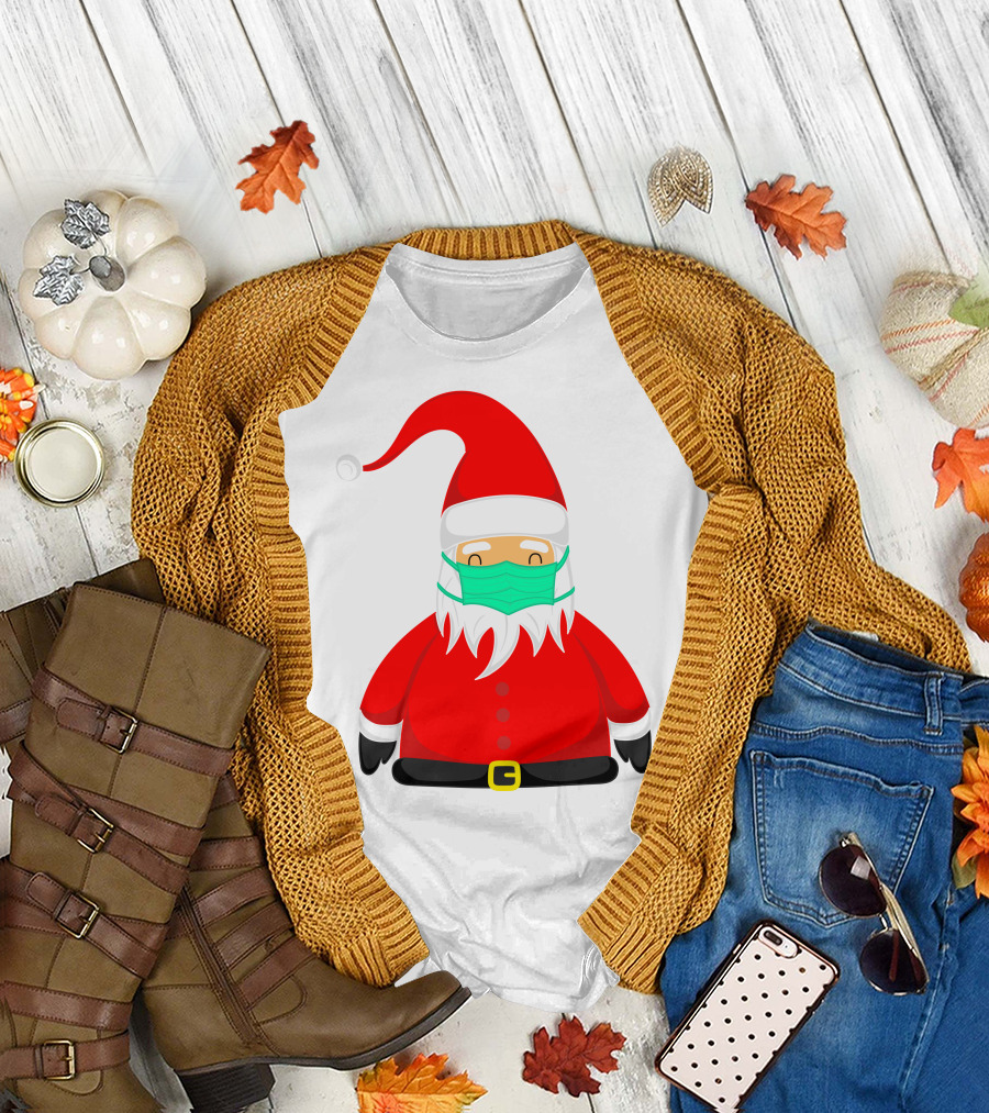 Santa Claus Wearing Green Face Mask T-Shirt