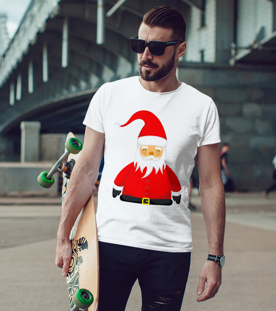 Santa Claus Outfit On Christmas Cartoon T-Shirt