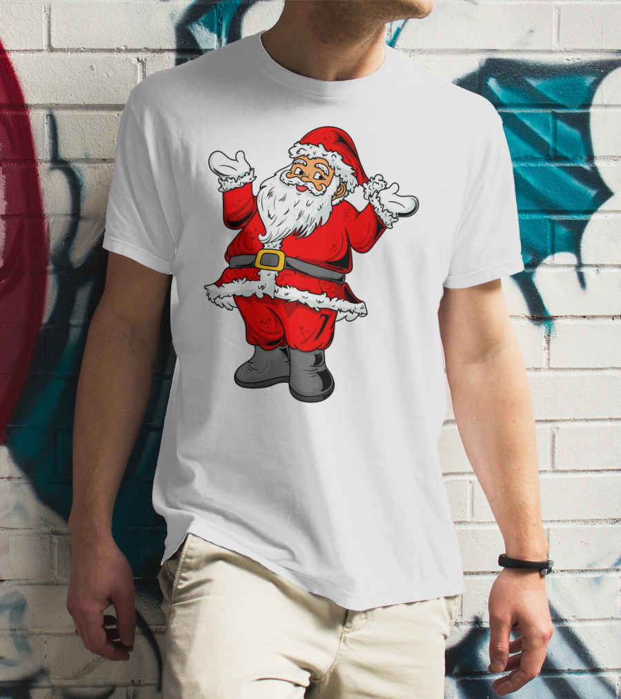 Funny Santa Claus Hands Up In Classic Red Suit T-Shirt