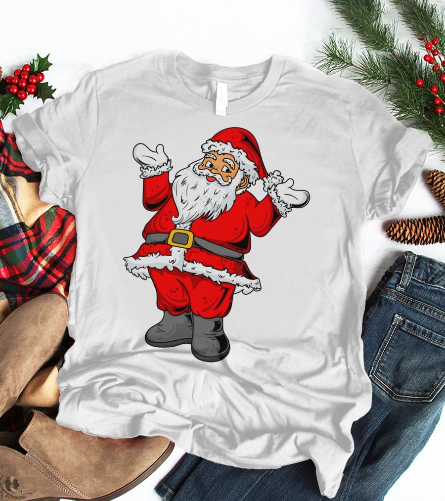 Funny Santa Claus Hands Up In Classic Red Suit T-Shirt