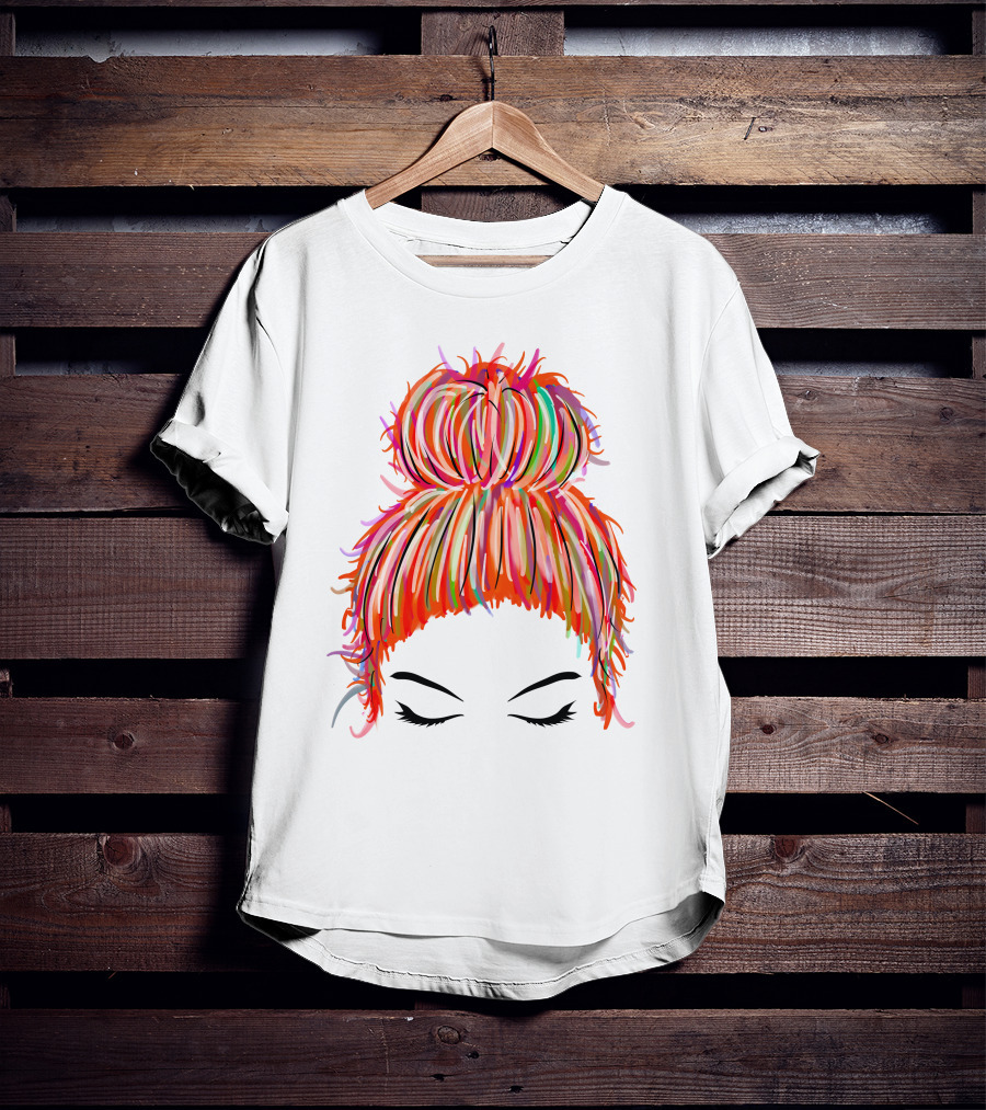 Messy Bun Hair Munlife Colorful Updo T-Shirt
