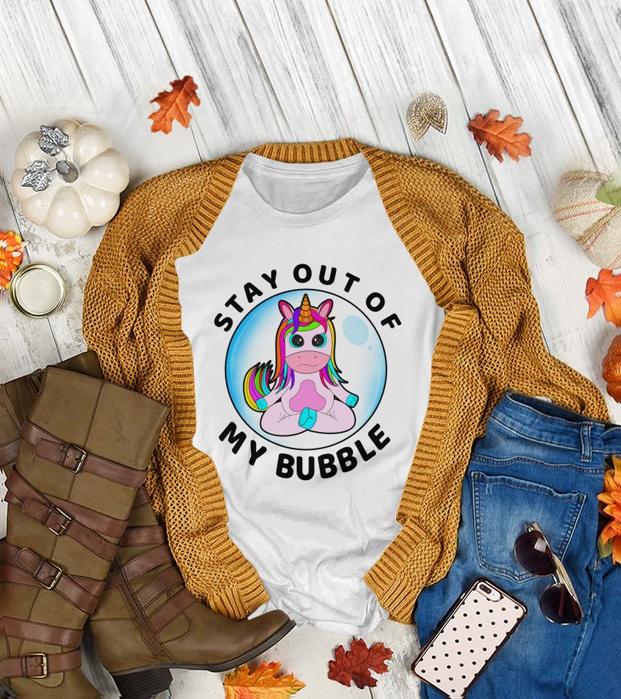 Stay Out Of My Bubble Rainbow Baby Unicorn T-Shirt
