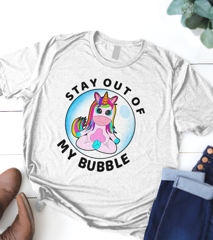 Stay Out Of My Bubble Rainbow Baby Unicorn T-Shirt
