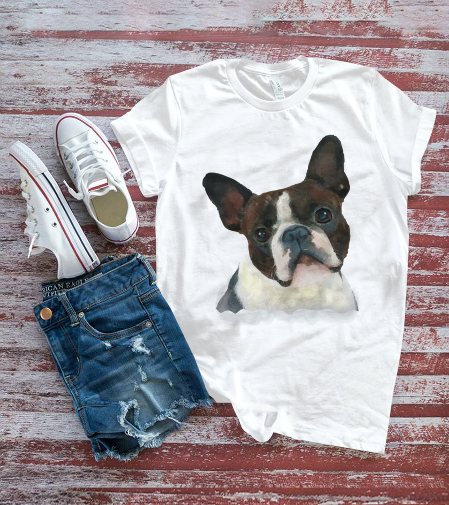 Watercolor French Bulldog Head T-Shirt