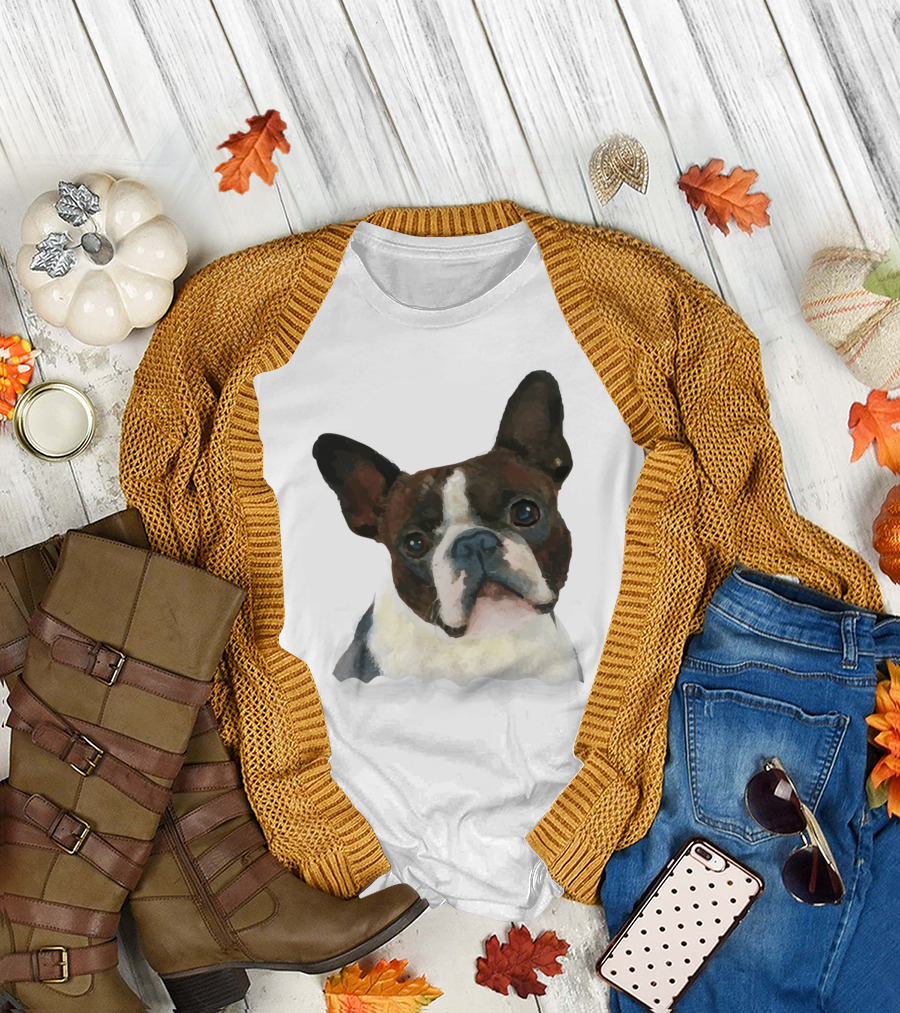 Watercolor French Bulldog Head T-Shirt