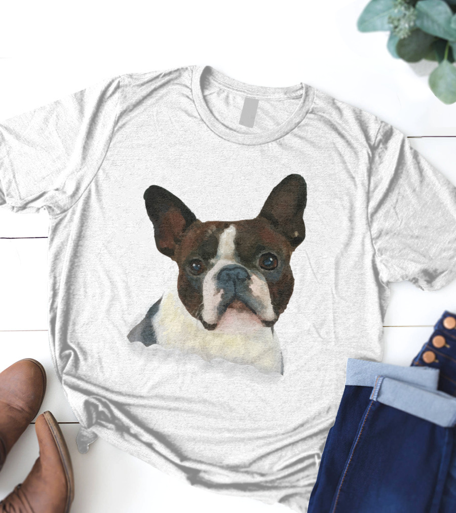 Watercolor French Bulldog Head T-Shirt