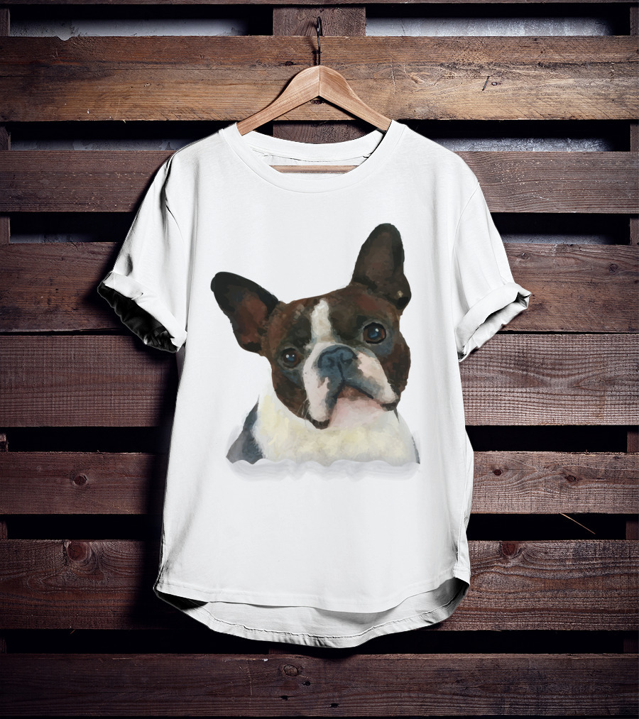 Watercolor French Bulldog Head T-Shirt