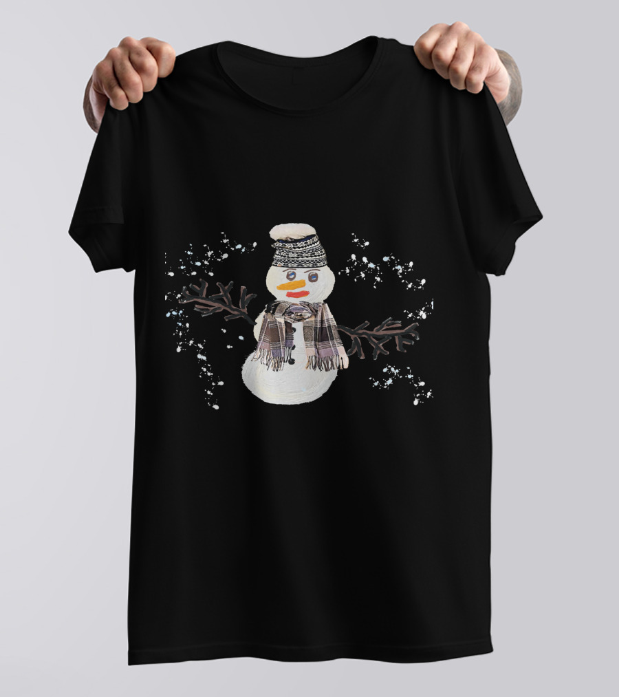 Watercolor Christmas Snowman With Hat And Scarf T-Shirt