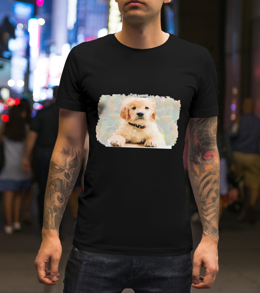 Watercolor Puppy Dog Golden Retriever Pastel Abstract T-Shirt