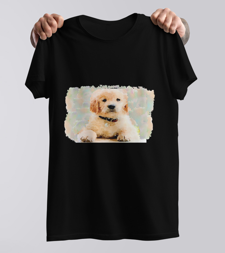 Watercolor Puppy Dog Golden Retriever Pastel Abstract T-Shirt