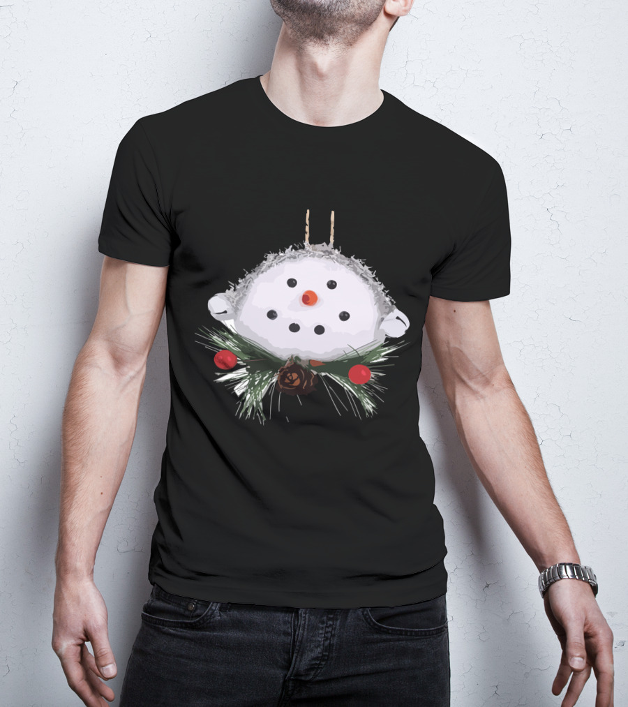 Christmas Snowman Ball Ornament With Pinecones And Berries T-Shirt