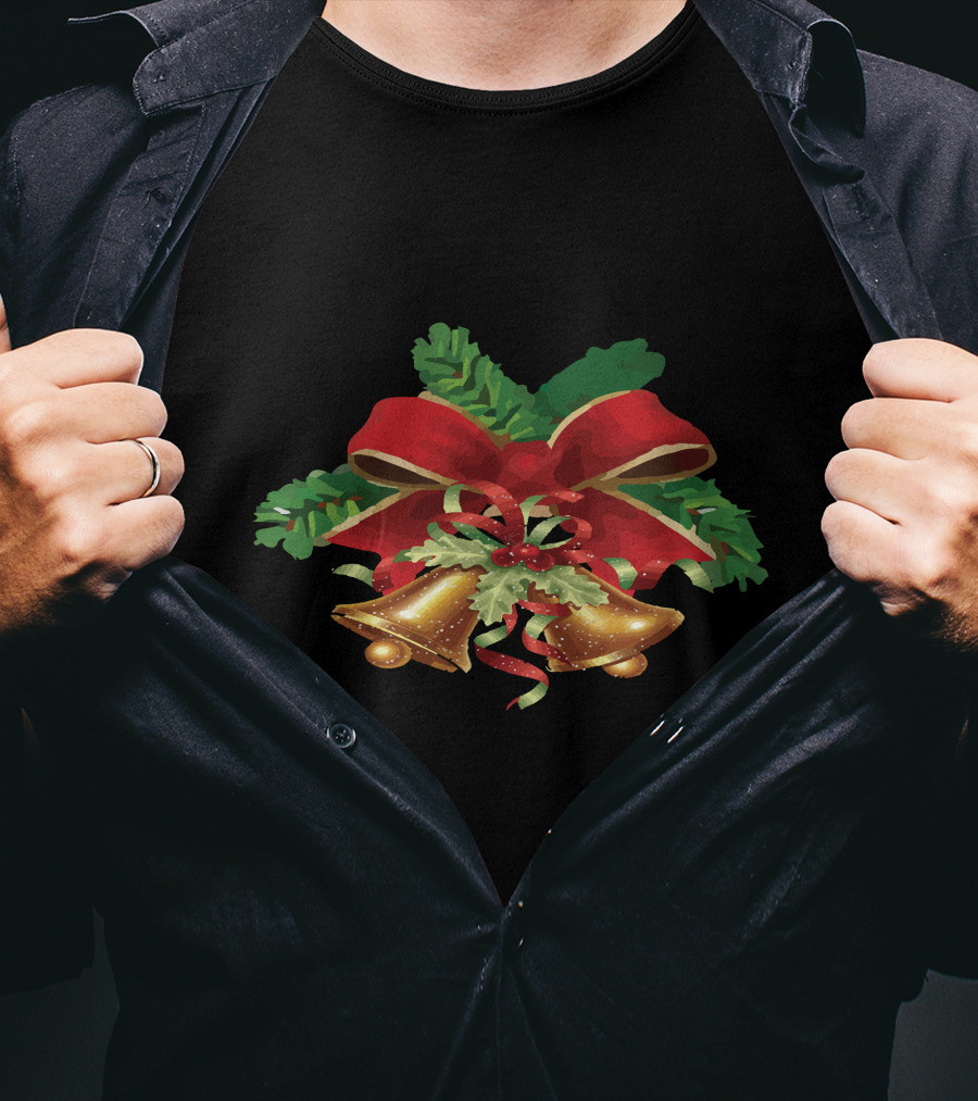 Christmas Bells Holly Ribbon Garland T-Shirt