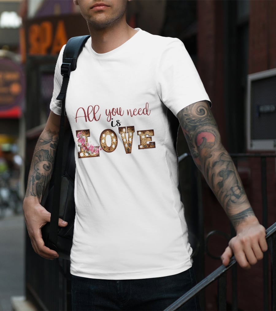 All You Need Is Love Floral Marquee Lights T-Shirt