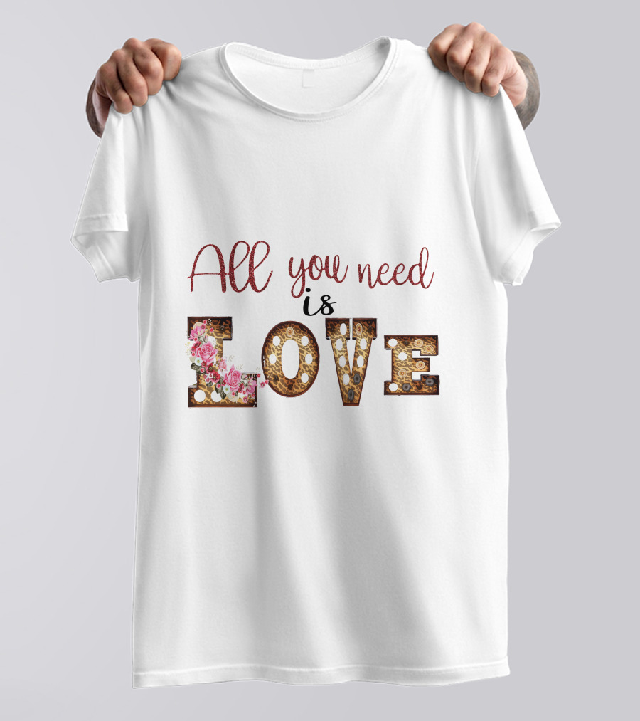 All You Need Is Love Floral Marquee Lights T-Shirt