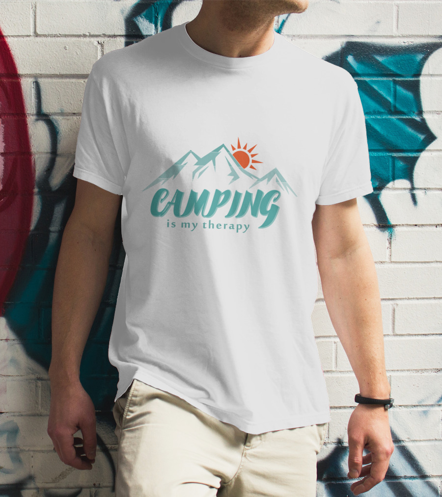 Camping Is My Therapy Mountains Sun T-Shirt