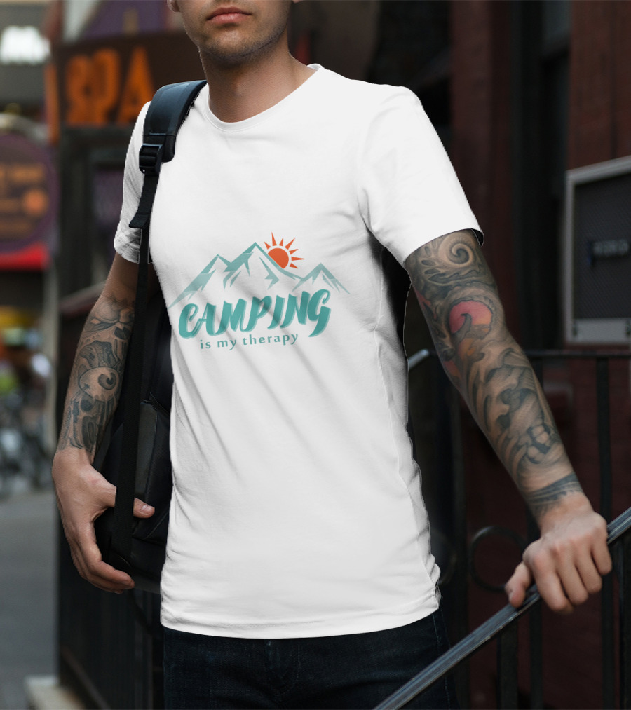 Camping Is My Therapy Mountains Sun T-Shirt