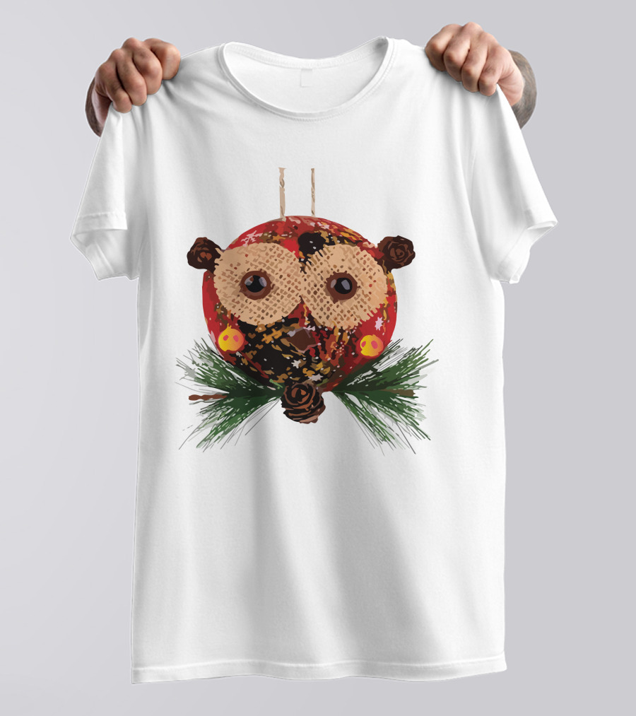 Christmas Ball Ornaments Owl With Pinecones And Greenery T-Shirt