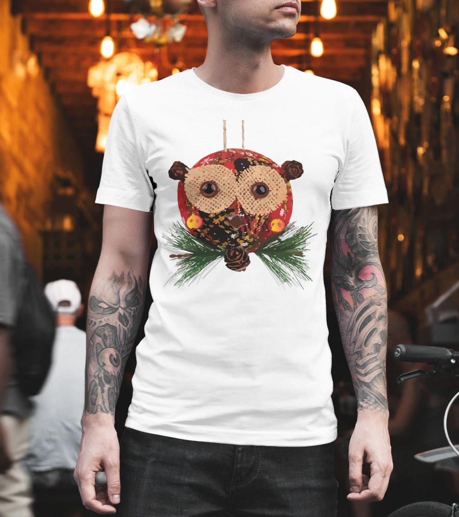 Christmas Ball Ornaments Owl With Pinecones And Greenery T-Shirt