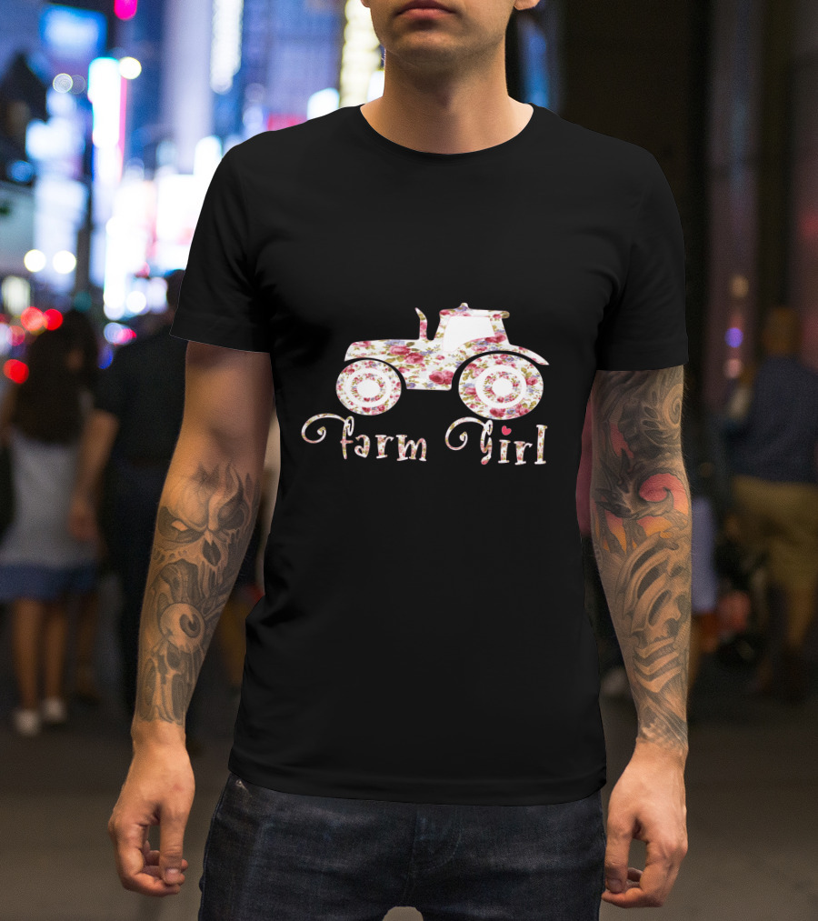 Farm Girl Floral Tractor T-Shirt