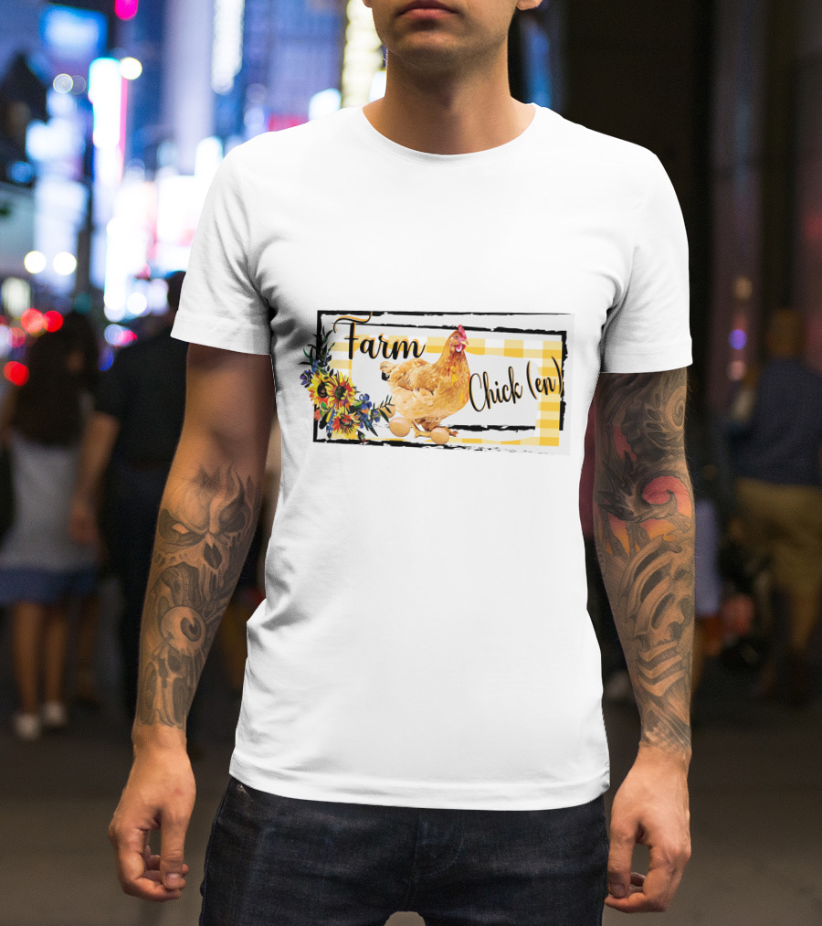Farm Chicken Sunflower Fall Thanksgiving T-Shirt
