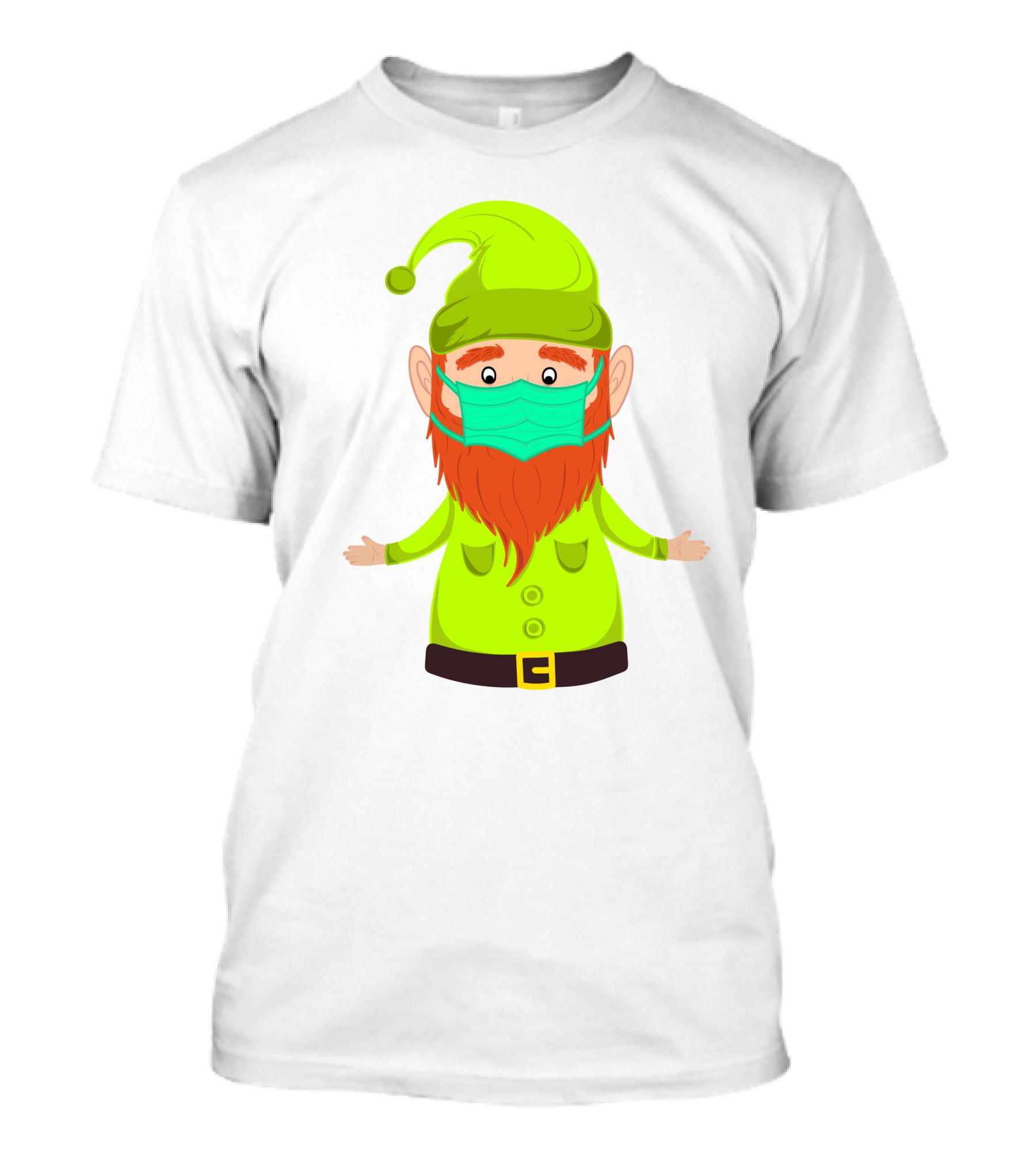 Gnome With Green Hat Wearing Face Mask T-Shirt