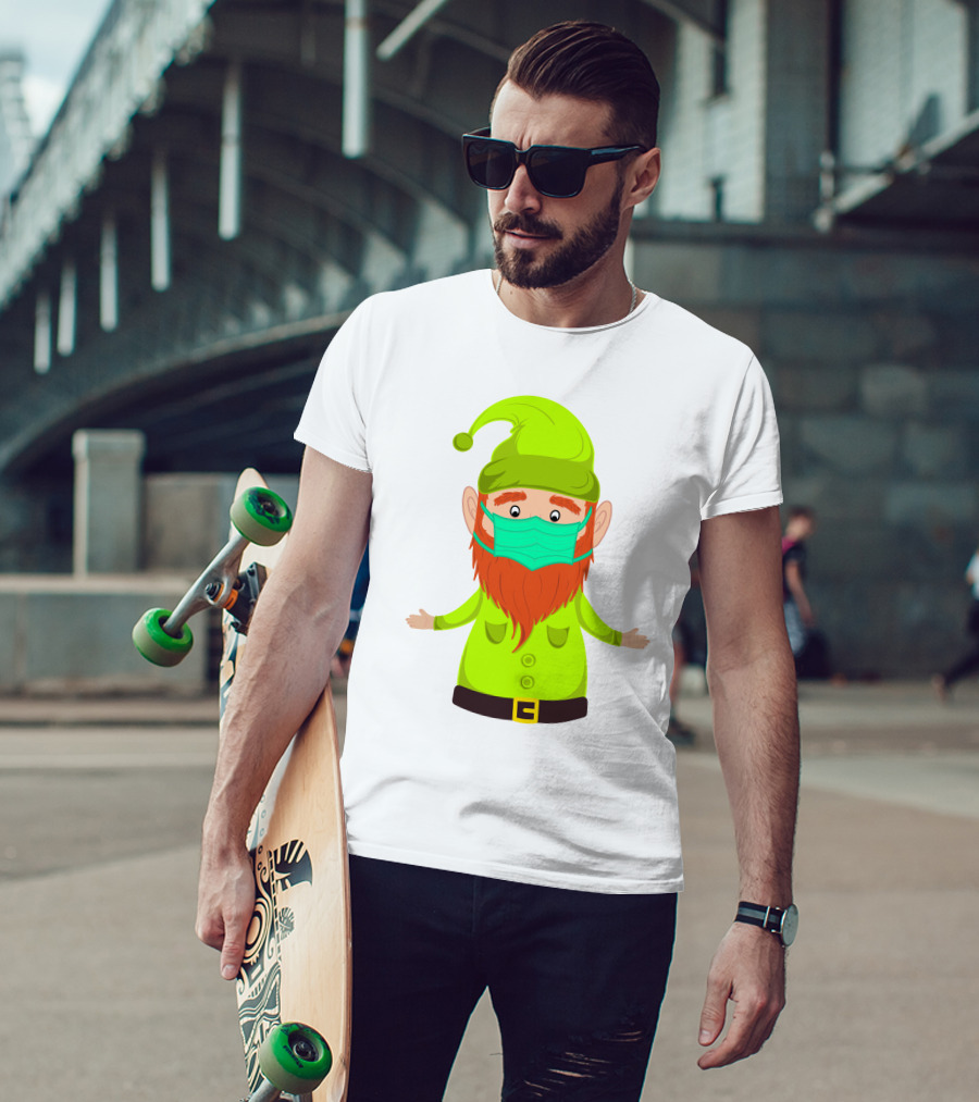 Gnome With Green Hat Wearing Face Mask T-Shirt