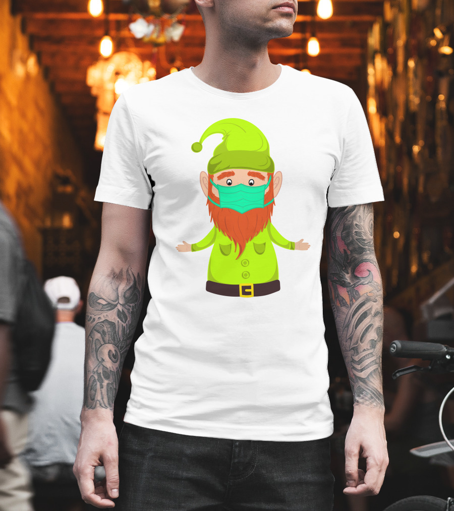 Gnome With Green Hat Wearing Face Mask T-Shirt