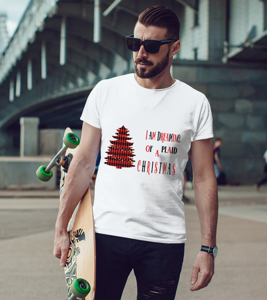 I Am Dreaming Of A Plaid Christmas Tree With Festive Red Black T-Shirt